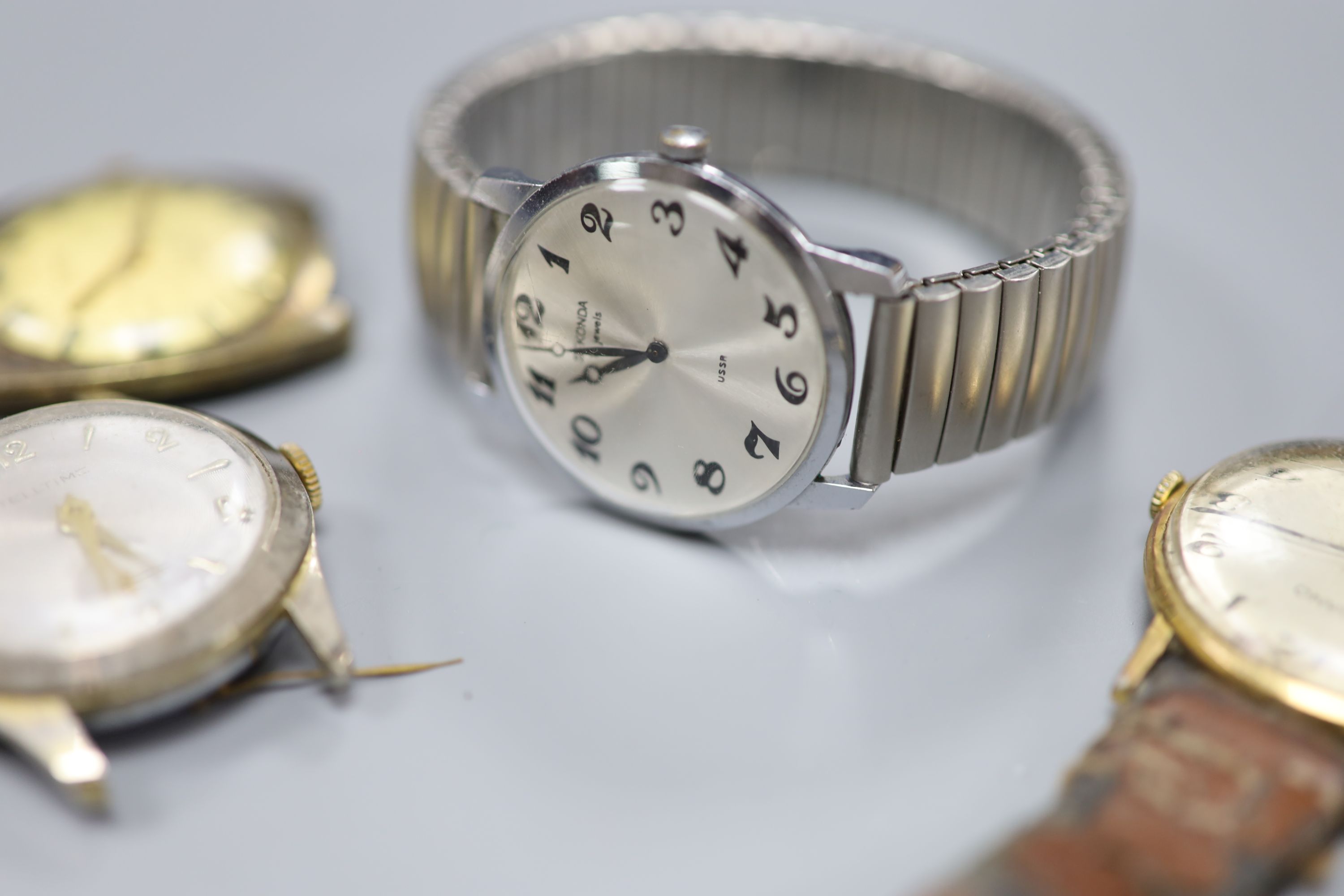 Ten assorted mainly gentlemans wrist watches, including Majex, Ermano and Limit (a.f.).